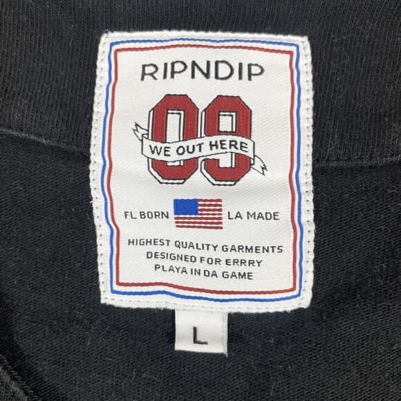 RIPNDIP Baseball Jersey Mens Large Lord Nermal Cat Alien Spell Out Patches - Picture 6 of 15